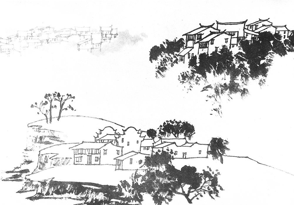 Peinture chinoise : les maisons