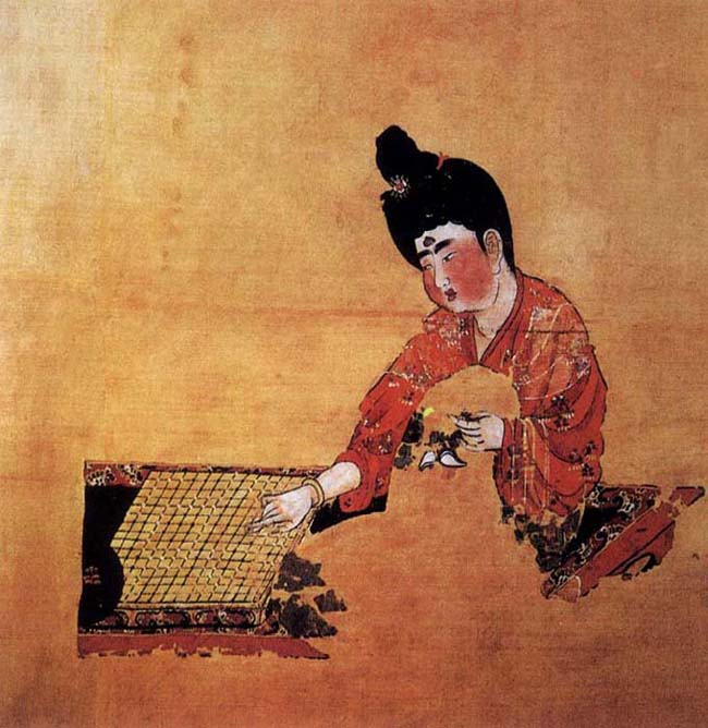 La dame aux échecs, fresque Tang