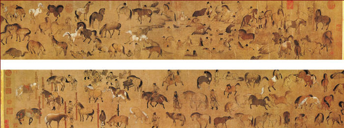 Détail de la peinture aux cent chevaux