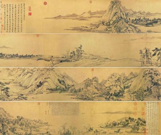 Détail de 'Demeures dans les montagnes Fuchun' par Huang Gongwang