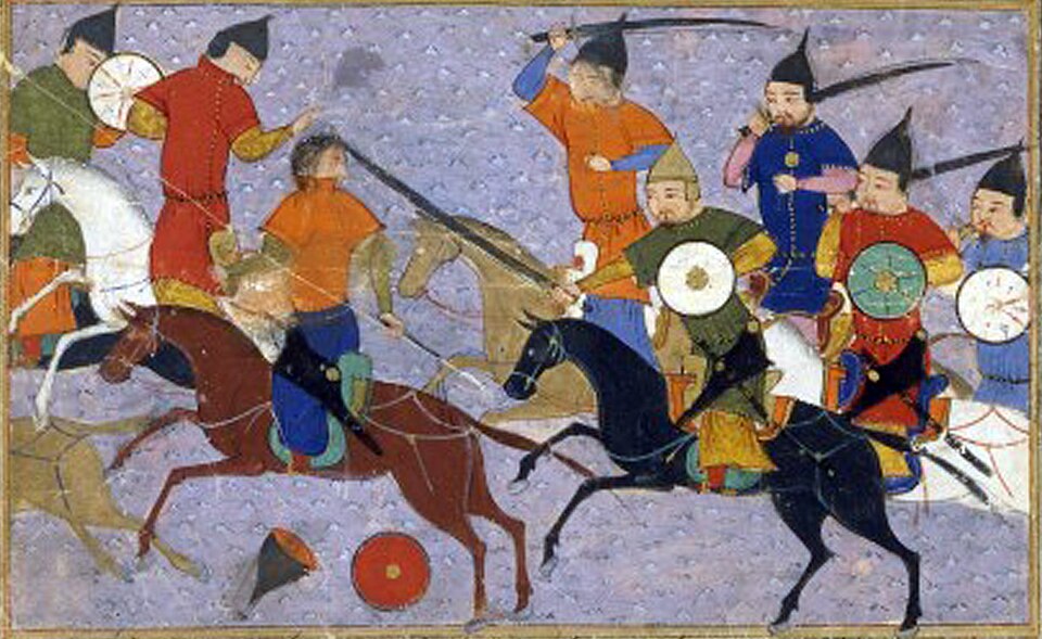 Armée mongole traversant le fleuve Yangtze
