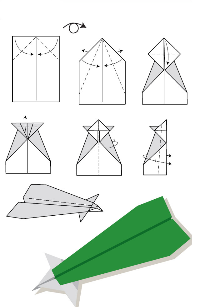 Origami avion, modèle Moustache