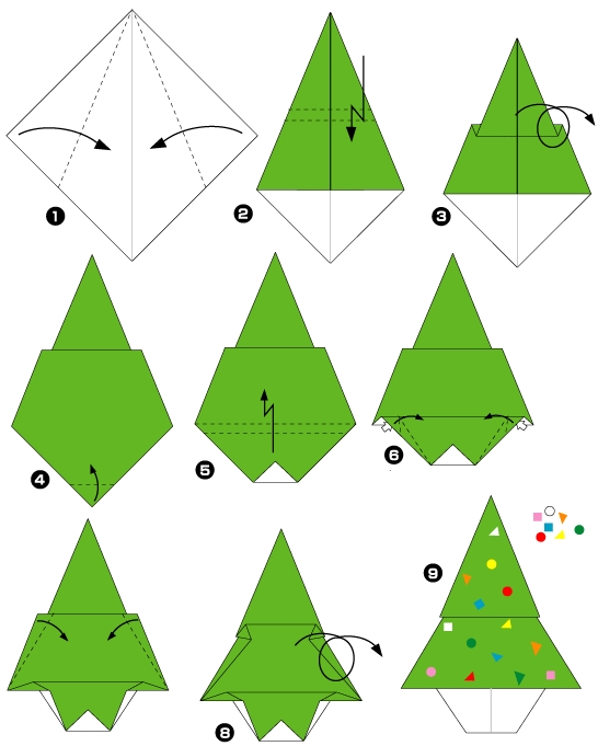 Origami de sapin de Noël