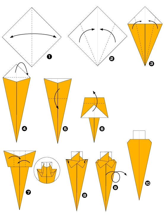 Diagramme d'origami de carotte