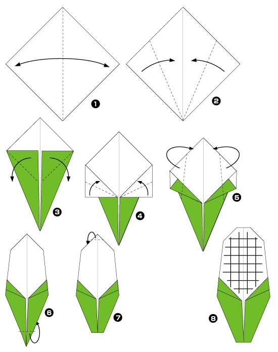Diagramme d'origami d'épis de maïs