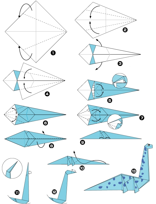 Diagramme d'origami de tyranosaure
