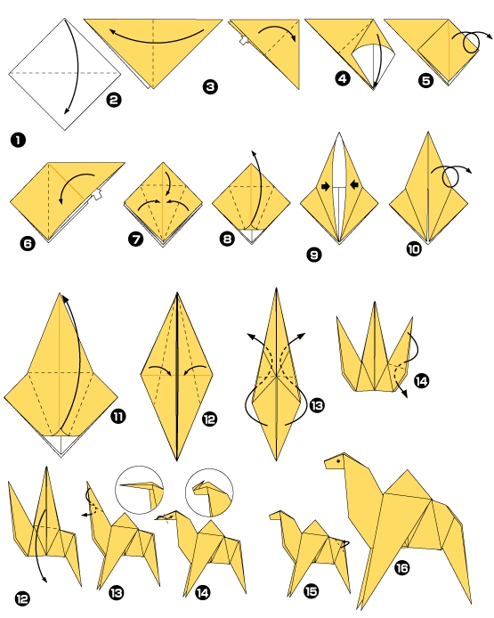 Diagramme d'origami de dromadaire