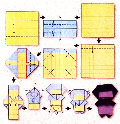 Origami du signe du zodiaque : les gémeaux, modèle 1