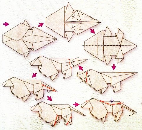 Origami du signe du zodiaque : le lion, modèle 1